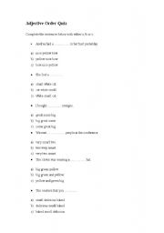 English Worksheet: Adjective order quizz