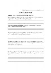 English Worksheet: I Dont Feel Well!