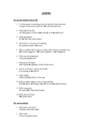 English worksheet: articles