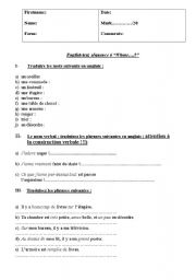 English Worksheet: 6eme