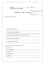 English Worksheet: english test 5th grade
