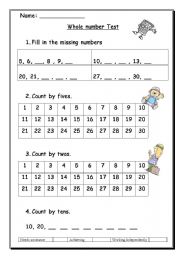 English Worksheet: number