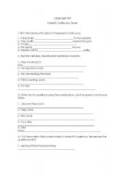 English worksheet: PREENT CONTINUOUS TENSE