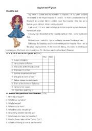 English Worksheet: Revision test 6th grade
