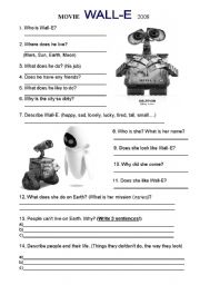 English Worksheet: Movie WALL - E worksheet