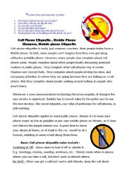English Worksheet: Cell Phone Etiquette Rules