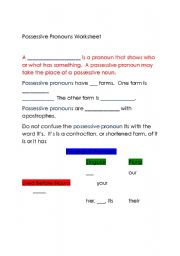 English worksheet: Possessive Pronoun 