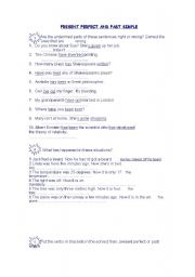 English Worksheet: present perfect and past simple