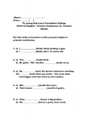 English Worksheet: Present Continuous Vs. Present Simple (Non-continuous verbs)