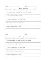 English Worksheet: Word Order for Adverbs 2