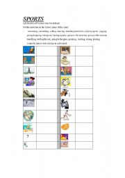 English worksheet: Sports and leisure time