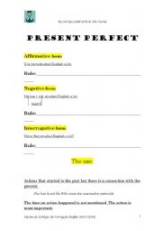 English worksheet: Present Perfect Handout