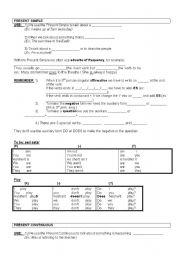 English Worksheet: present simple-present continuous summary