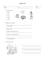 English worksheet: English Test - Part 1
