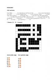 English worksheet: am-is-are exercise and numbers puzzle