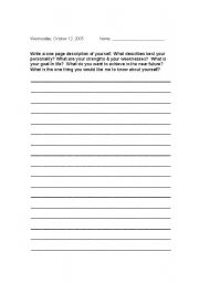 English Worksheet: Descriptive paragraph