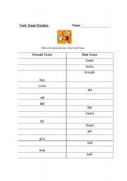 English Worksheet: Verb Tense Practice Worksheet