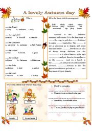 English Worksheet: A LOVELY AUTUMN DAY