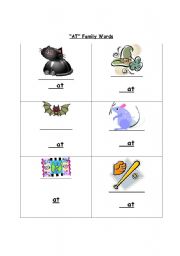 English worksheet: AT family words