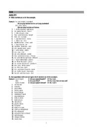 English Worksheet: exercise   can