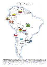 Map of South America. 