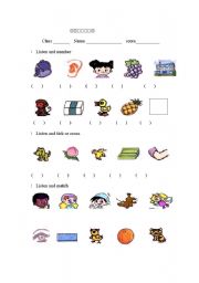 English Worksheet: A Test for Grade One