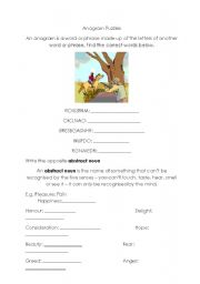 English Worksheet: Anagram and noun activities