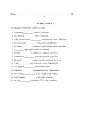 English Worksheet: The third Person