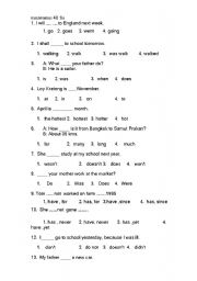 English Worksheet: tense test