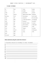 English Worksheet: should/shouldnt