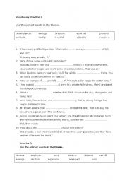 English worksheet: vocabulary exercises