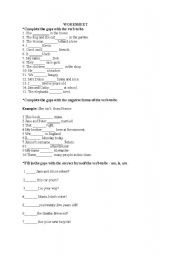 English Worksheet: am,is,are