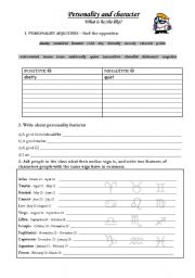 English Worksheet: personality and character