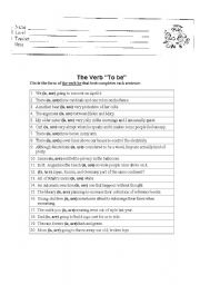 English Worksheet: The verb to be