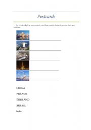 English worksheet: Postcards