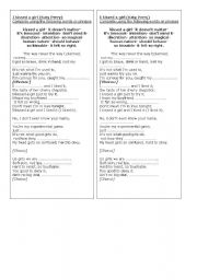 English worksheet: Song :I kissed a Girl by Katy Perry