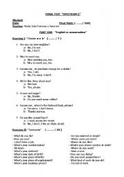 English Worksheet: a final test for false beginners level