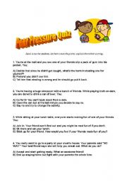 Peer Pressure Discussion and Quiz - ESL worksheet by Yulia*