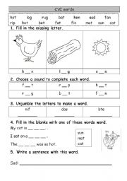 cvc words worksheets