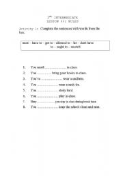 English worksheet: Classroom rules
