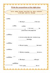 English Worksheet: PREPOSITIONS DRILL