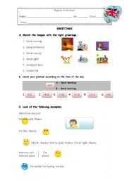 English Worksheet: Greetings: good morning.../ how are you