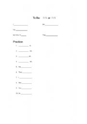 English worksheet: To Be Practice