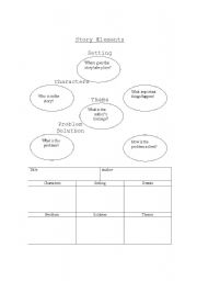 English Worksheet: story elements