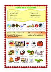 FOOD AND FLAVOURS - ESL worksheet by vivanglais