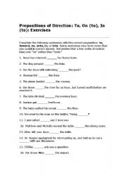 English worksheet: prepositionsof direction