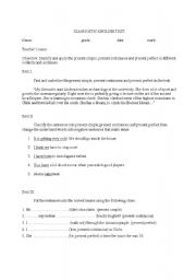English Worksheet: present simple and present continuous test