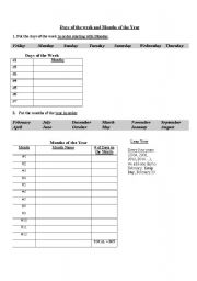 English Worksheet: Days of the week and months of the year