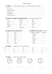 English worksheet: Basic skills revision - CZ lang