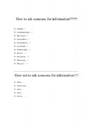 English Worksheet: Proper and Improper Ways to Request Inforamtion